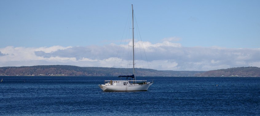 Puget Sound and view of Vashon Island from Tacoma, Washington.