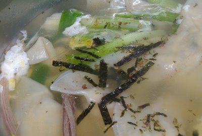 Seafood dumpling soup at The Honey Pig Korean BBQ Tacoma, Washington.