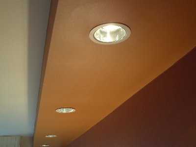 Recessed lighting in the bedroom at the Fairfield Inn & Suites in Puyallup, Washington.